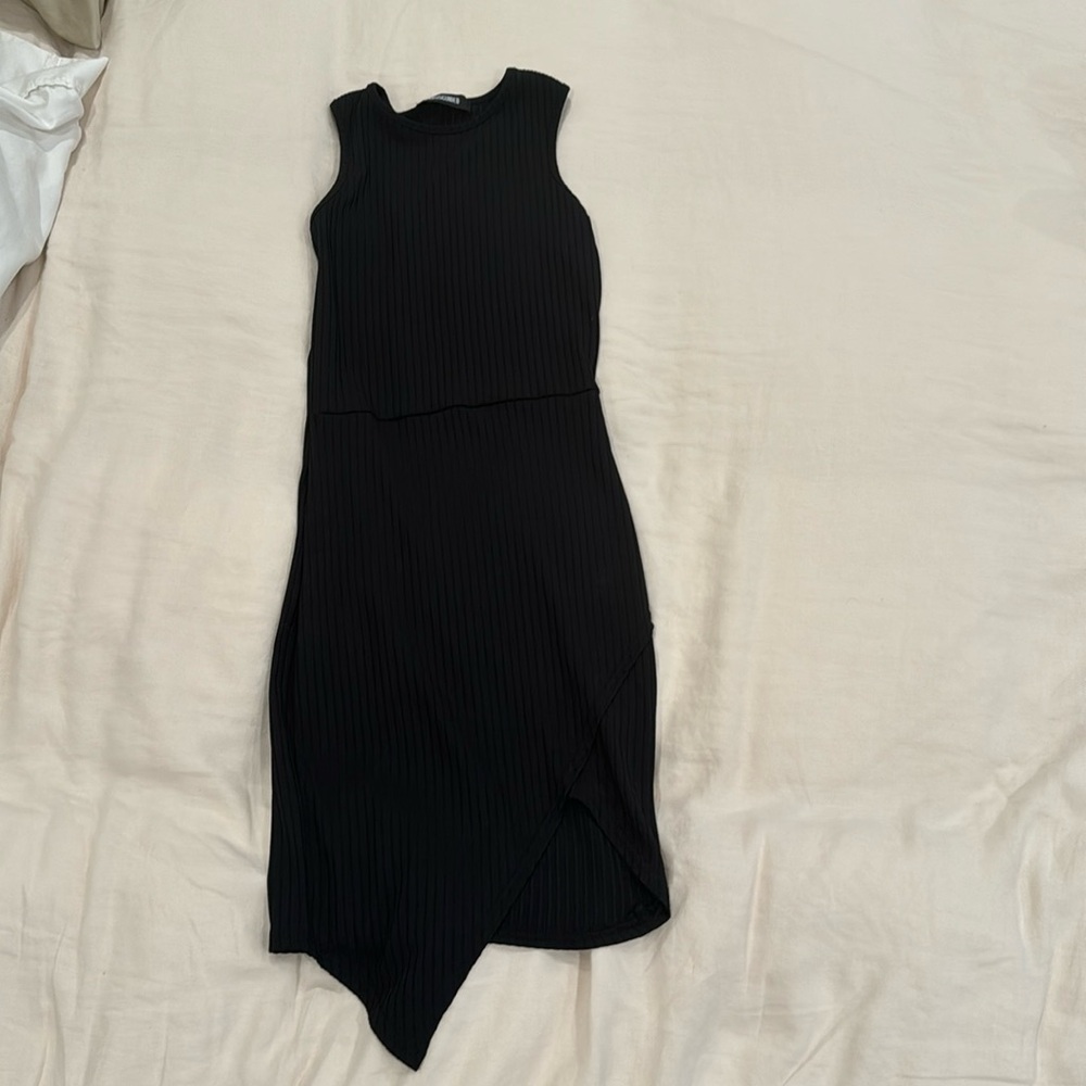 Misguided black fitted mini dress